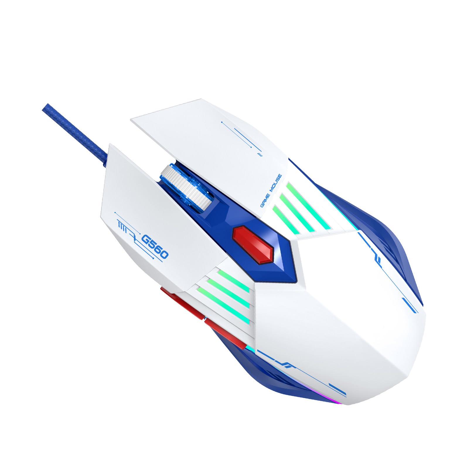 Generic Podświetlana RGB Klawiatura do Gier i Mysz Combo Kompaktowy Układ Multimedialne Klawisze Skrótów dla 98SE/ME/2000/XP/Vista/7/10, Ciche Klawisze do Laptopa Komputer Stancjonarny (Niebieski