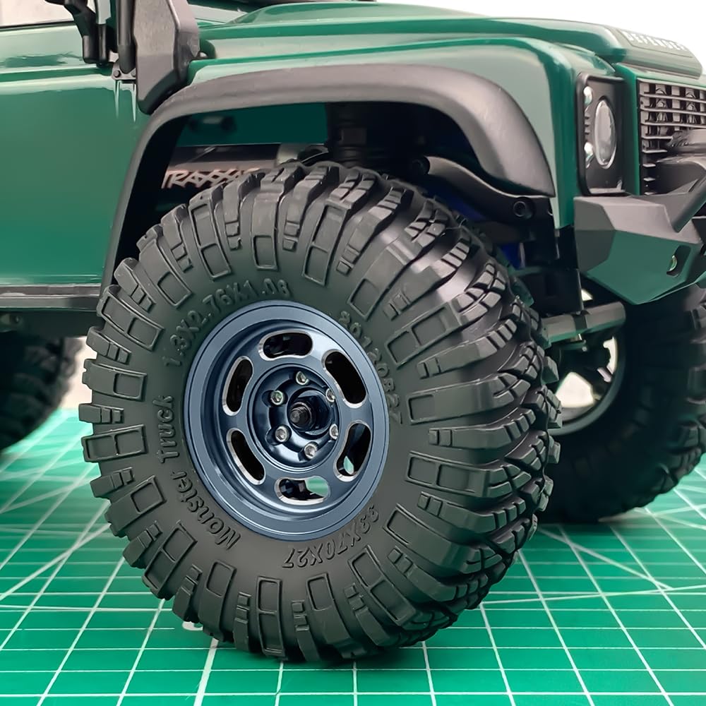 MOHERO 4Pcs 1.3 RC Beadlock Wheel Rims for 1/18 1/24 RC Crawler TRX4M Axial SCX24 Redcat Ascent-18 Upgrade Parts (Grey)