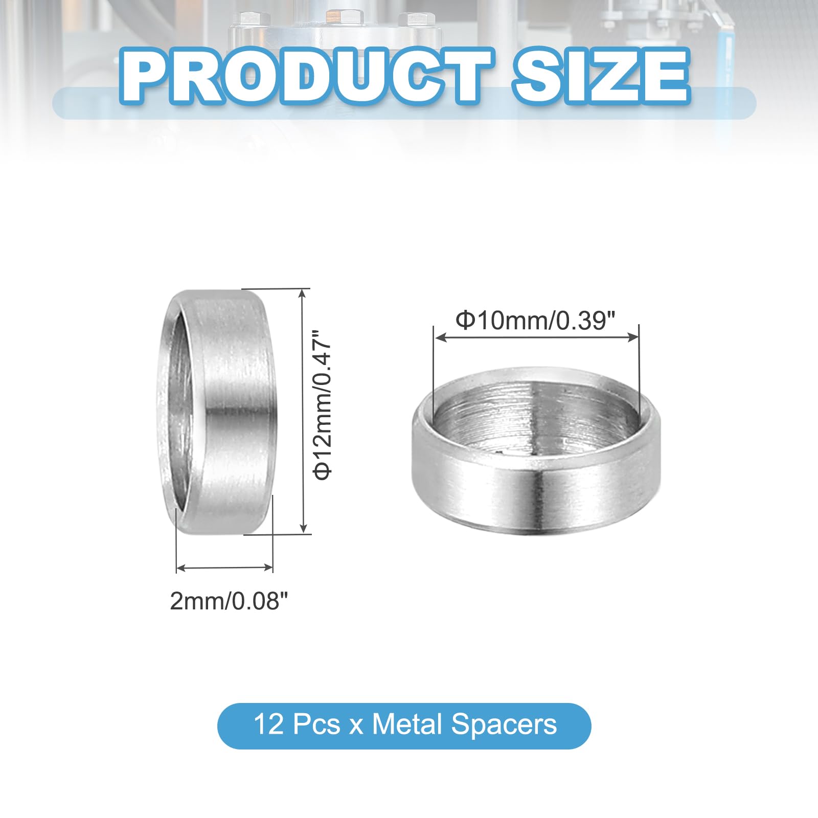 PATIKIL 12 Pcs Stainless Steel Spacers - Image 2