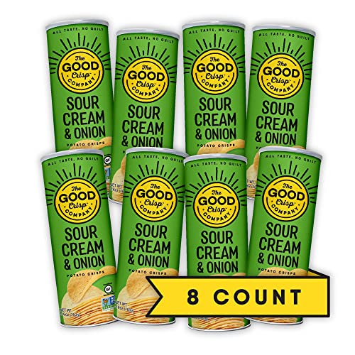 The Good Crisp Company, Sour Cream And Onion, Gluten Free Potato Chips (5.6 Ounce Canisters, Pack Of 8), Non-Gmo, Allergen Friendly, Potato Chip Snack Pack, Gluten Free Snacks #TOP12