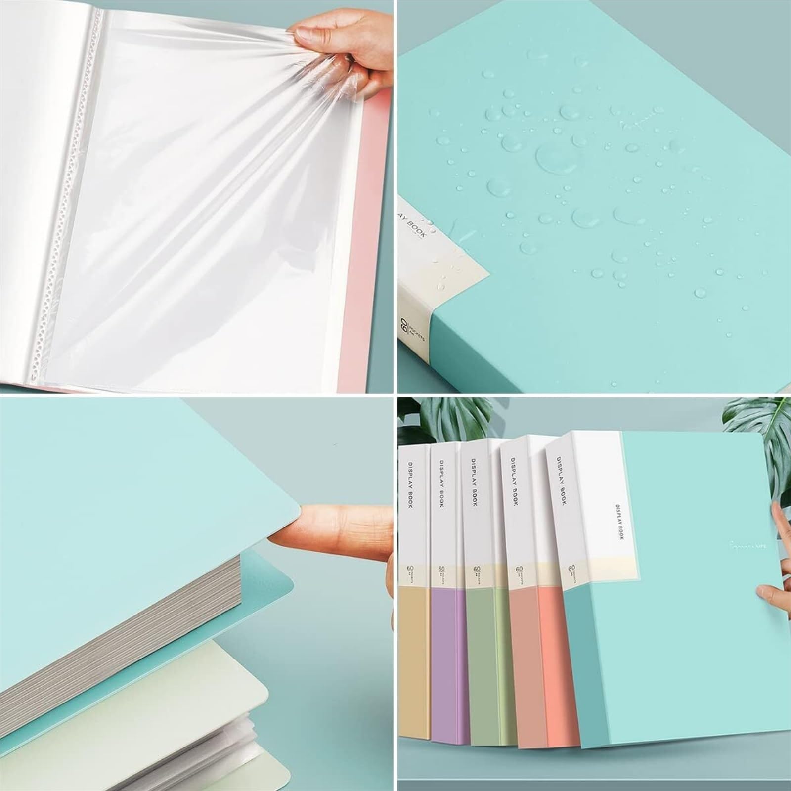 classeur Lot de 5 classeurs A4 avec pochettes en plastique, classeur de présentation de 40 pages, for l'école, le bureau ou la maison pochette