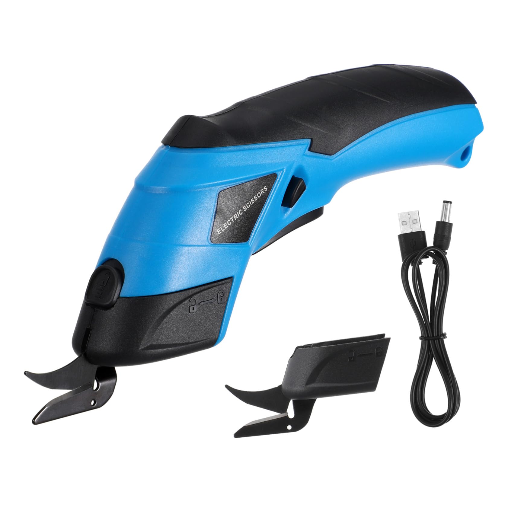PLAFOPE Tijeras Eléctricas Inalámbricas Mango Ergonómico Recargables Cuchillas de Acero Manganeso y para Cortar Tela y Cartón en Manualidades y Bricolaje