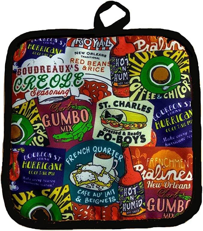 ニューオーリンズ アイコニックなフードフードデザイン お土産ロゴ ポットホルダー