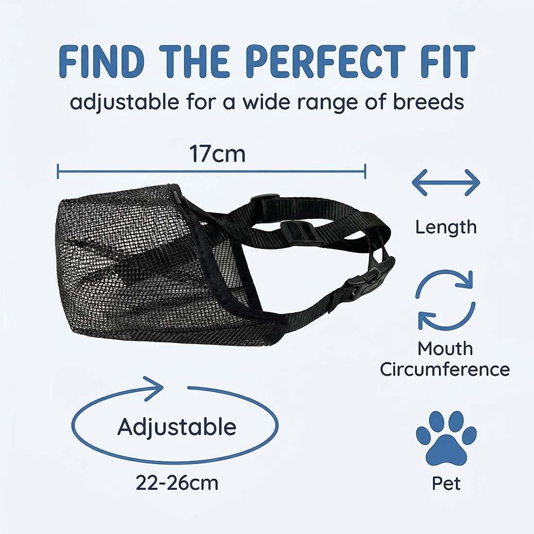 Museruola per Cani, Morbida e Regolabile in Nylon Traspirante, Impedisce di Mangiare, Masticare e Abbaiare, Ideale per Passeggiate e Addestramento, L, Nero