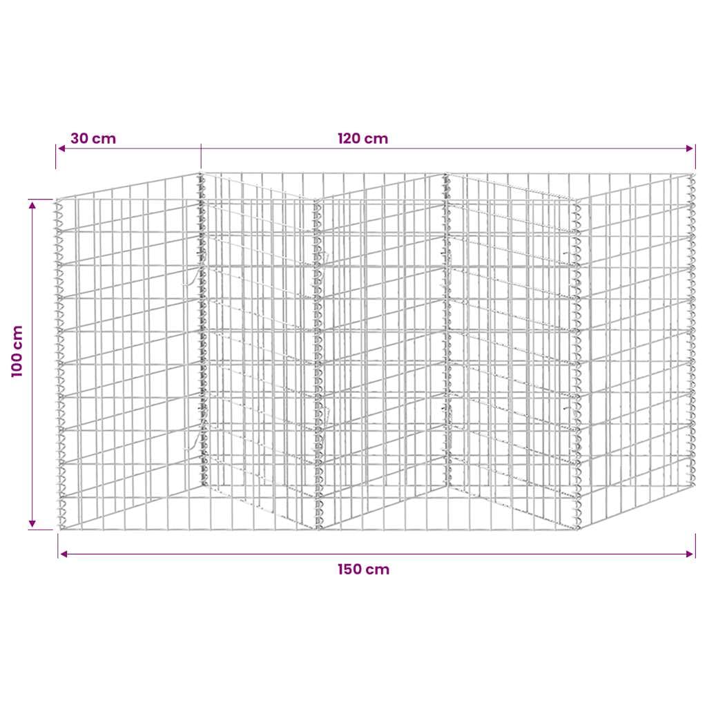 vidaXL Gabbione in Rete Fioriera Acciaio 120x30x100 cm Giardino Orto Rialzato