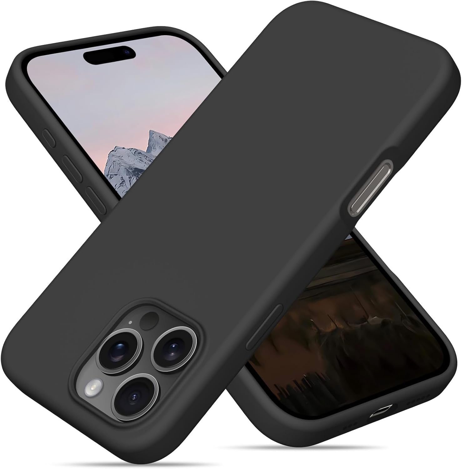 MIDOS Back Cover Compatible with iPhone 16 Pro Case Liquid Silicone Full Protection Shock Proof Back Cover for iPhone 16 Pro (Black)