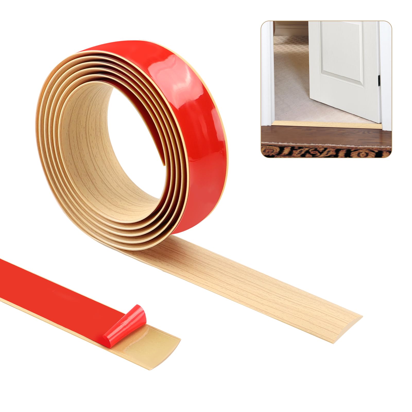 200cm×4cm Threshold Strip,Carpet Door Trim Stripstrips, Floor Transition Strips, Self Adhesive Floor Door Divider Strip, Flat Laminate Profile Flooring Edge Trim Strip(Oak Grain)
