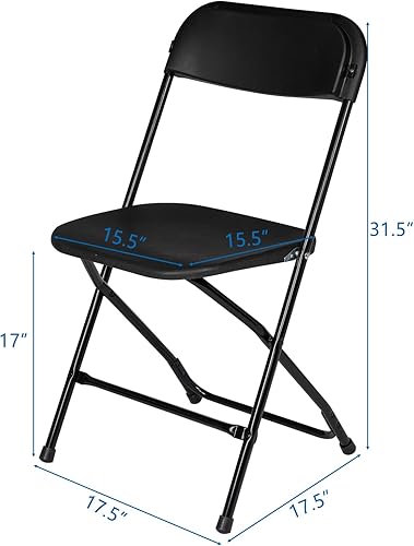 Miniatura 3 de Juego de 4 sillas plegables, sillas plegables de plástico negro con marco de acero, paquete de 4 asientos comerciales apilables portátiles,