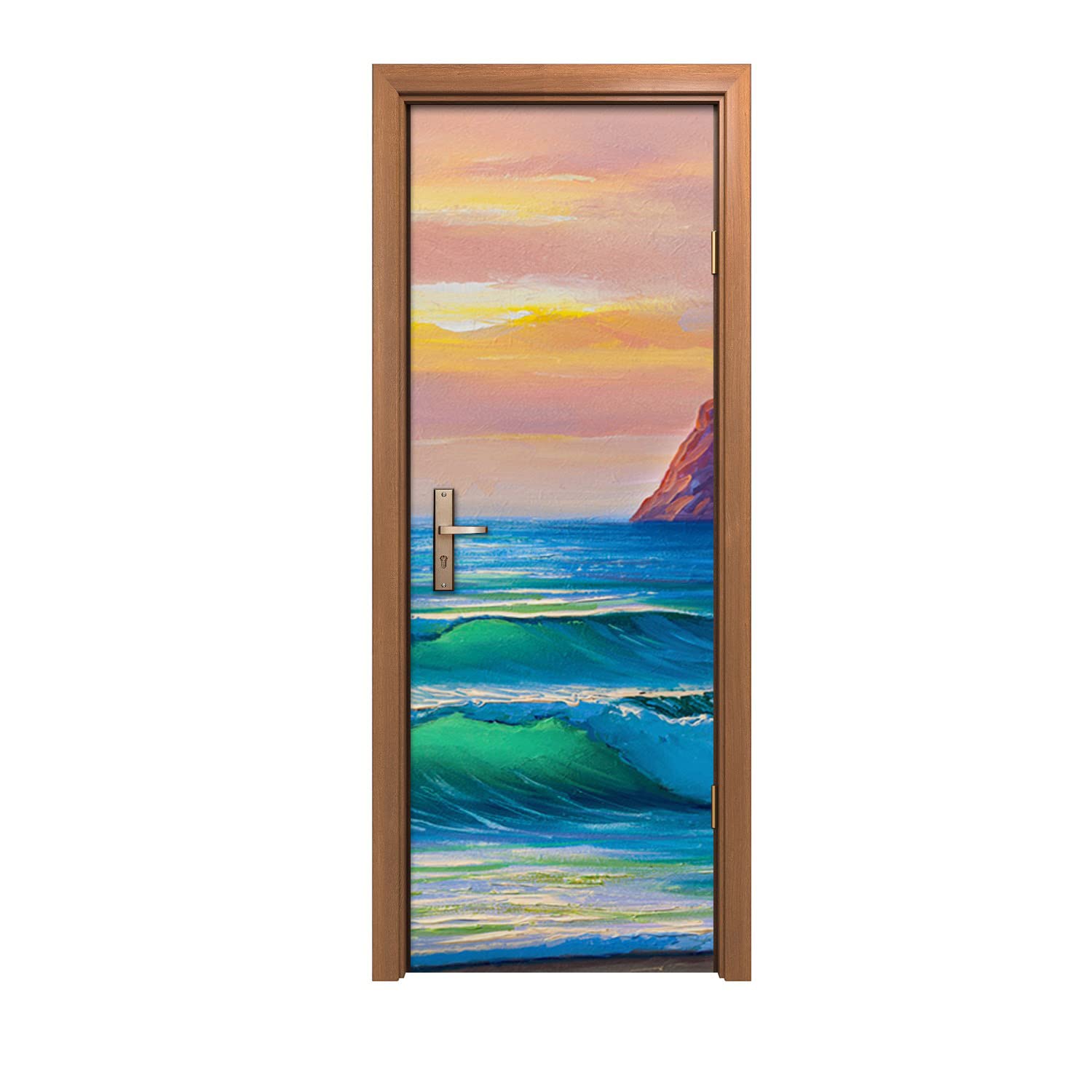 Autocollant de porte décoratif 70x200cm motif vague marine Wave Coast WaveLife