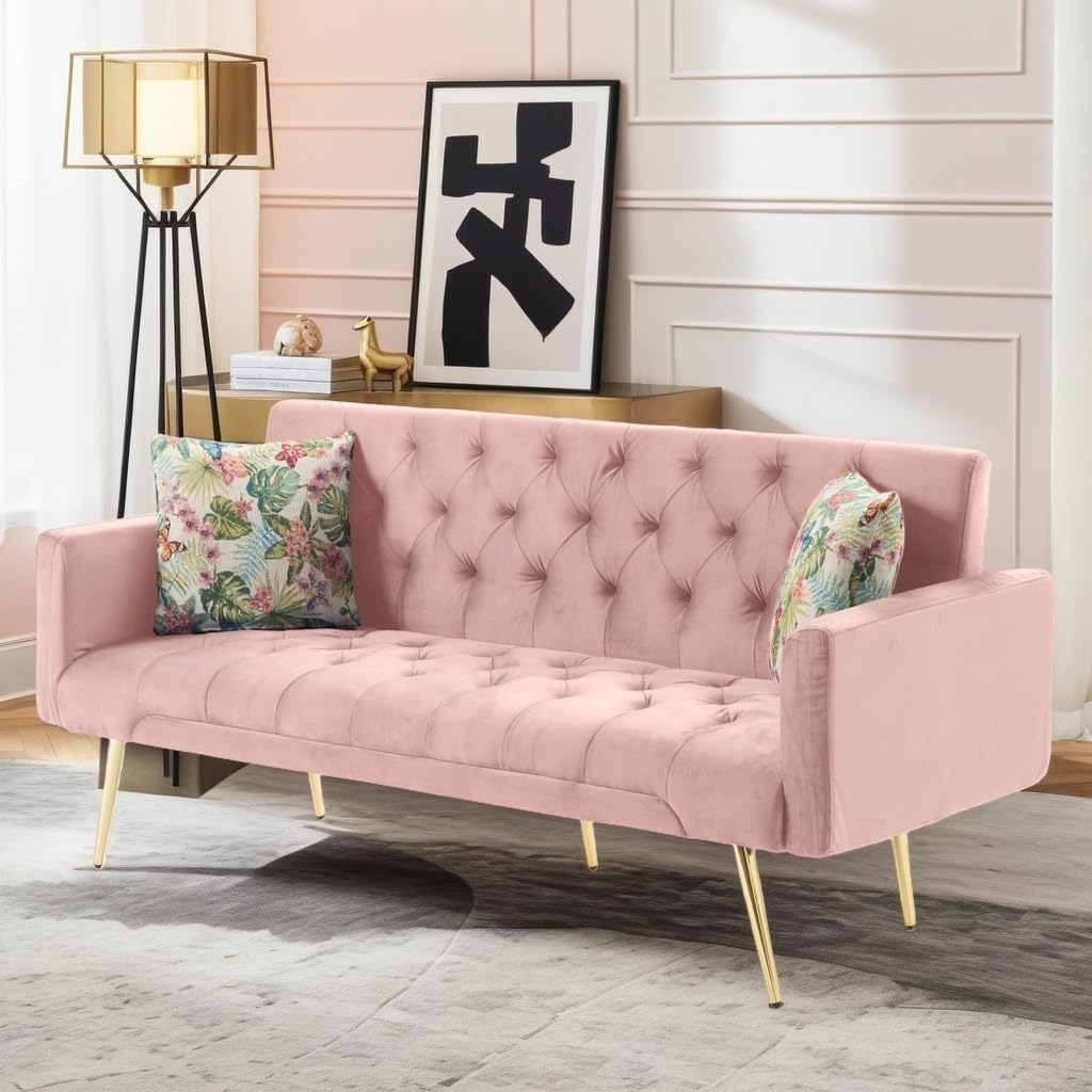 Modern PU Leather 3-Seat Couch, Adjustable Backrest Convertable Sofa, Sleek Minimalist Fold Out Couch Loveseat with Armrests, Sofa for Living Room Home Office Spaces, Brown