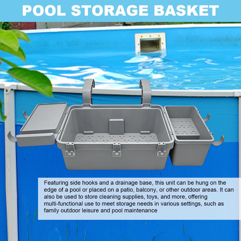 Pool Aufbewahrungskorb Set inkl, Getränkehalter & Haken – Multifunktionales Pool Zubehör & Gadgets für Spaß, Universelle Passform für Oberirdischen Pool