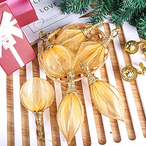 Christmas Ball Ornaments, 6Pc Set Gold Rugby,Round Ball, Diamond Pendant Christmas Decorations Hanging For Xmas Tree Decorations Wedding Party Holiday Decorations #TOP2