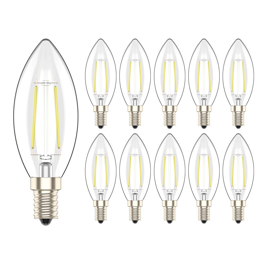 BDAYEK Led bulbs 10 Pack E14 Small Edison Screw Candle Light 2W SES Filament Bulbs 15W Equivalent Cool White 6000K