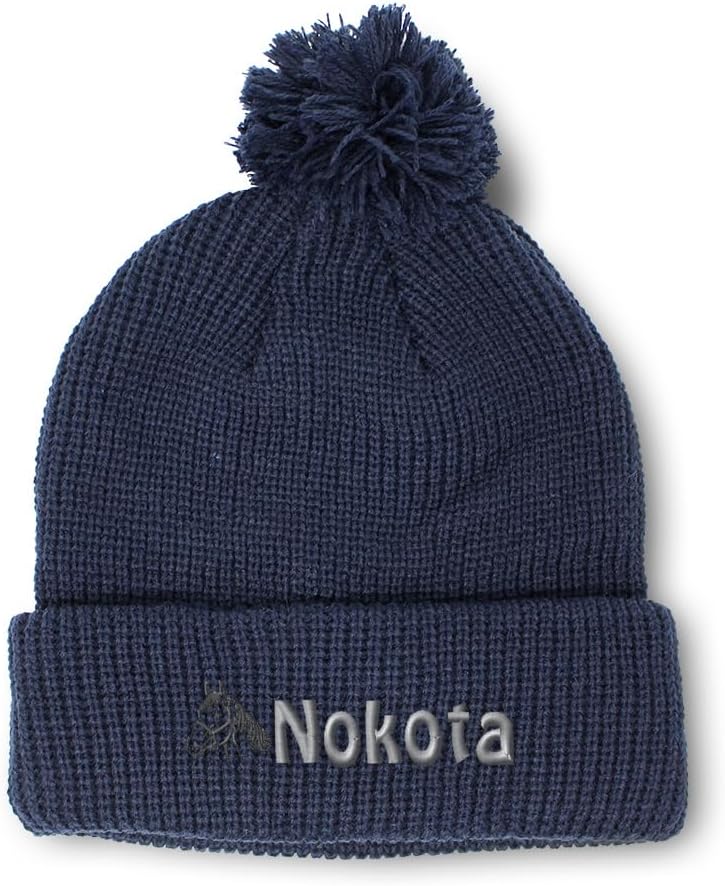 Speedy Pros Pom Pom Beanies for Women Nokota Skull Cap Winter Hats for Men Acrylic 1 Size