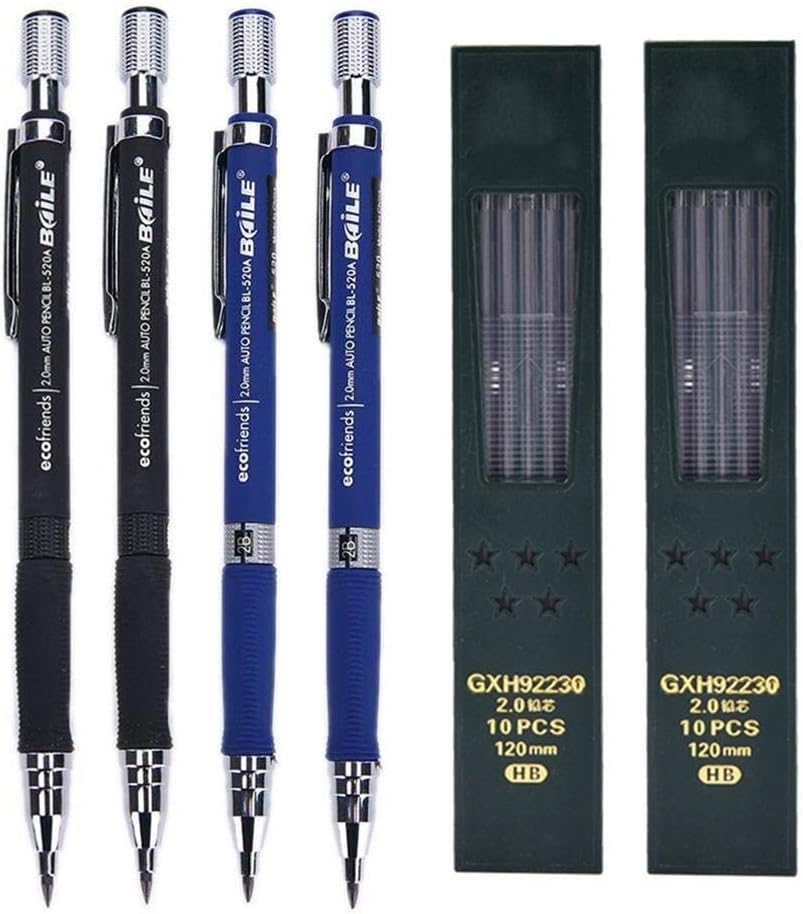 Yesoa 4 Pack Mechanical Pencil 2.0mm Lead Holder Mechanical Drafting
