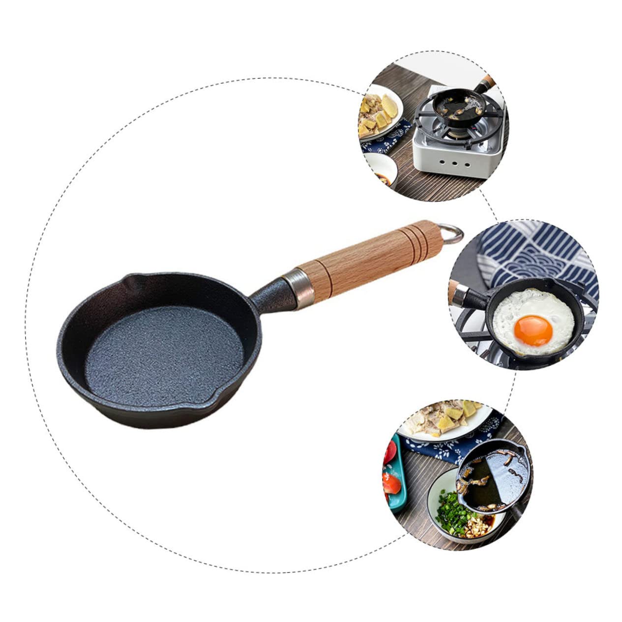 Kleiner Pfanne aus Eisen, Schwarze Haushaltspfanne für Camping und Wandern
