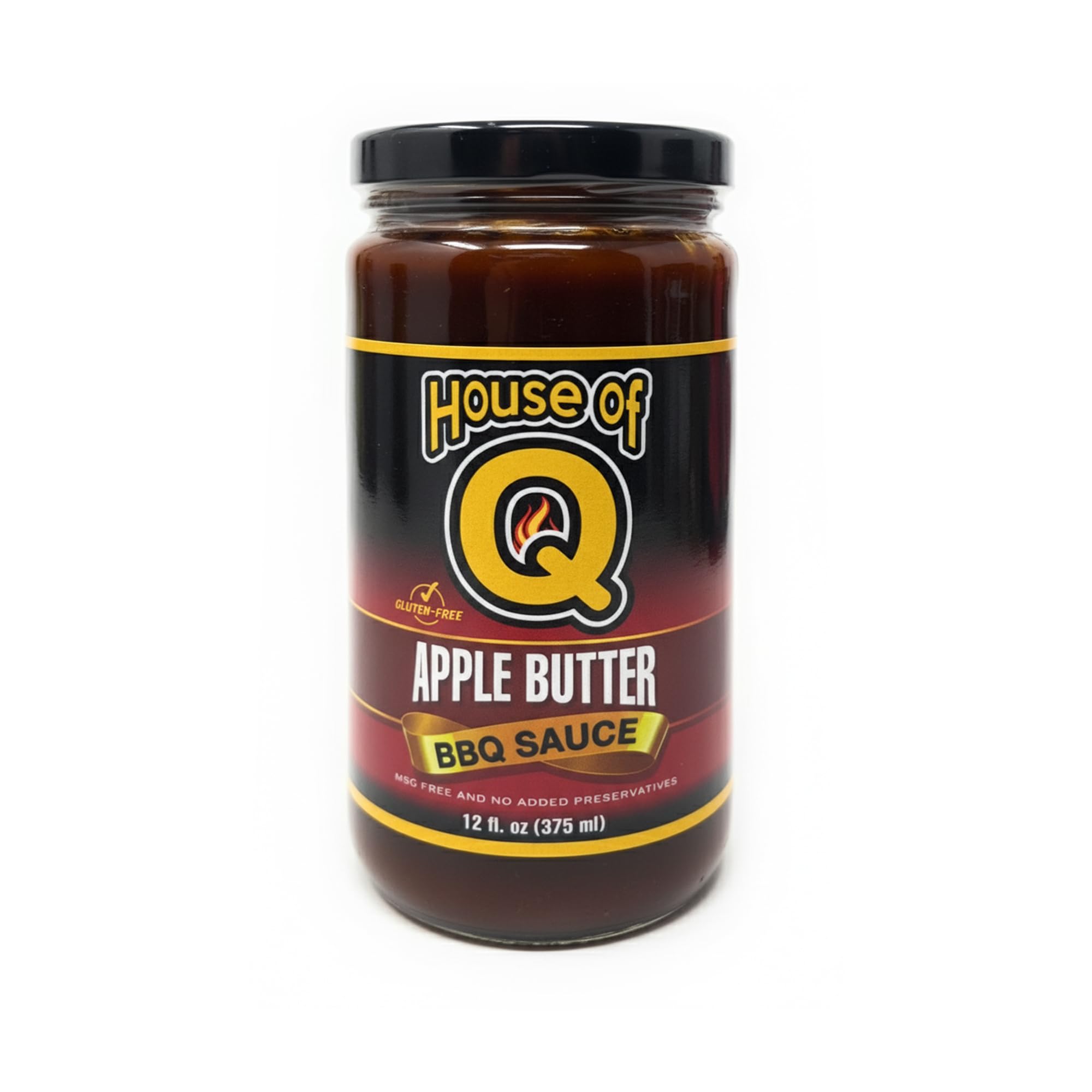 House of Q Apple Butter BBQ Sauce – Sweet & Smoky Apple Barbecue Sauce with Cinnamon, Molasses & Spices – Thick Gourmet Glaze for Chicken, Pork & Burgers – Gluten Free, MSG Free, Preservative Free – 12 oz Jar