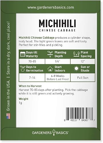 Miniatura 2 de Michihili Semillas de col china para plantar, reliquia de Napa, variedad vegetal sin OMG, semillas de 0.04 onzas (0.04 oz), ideales para jardines de