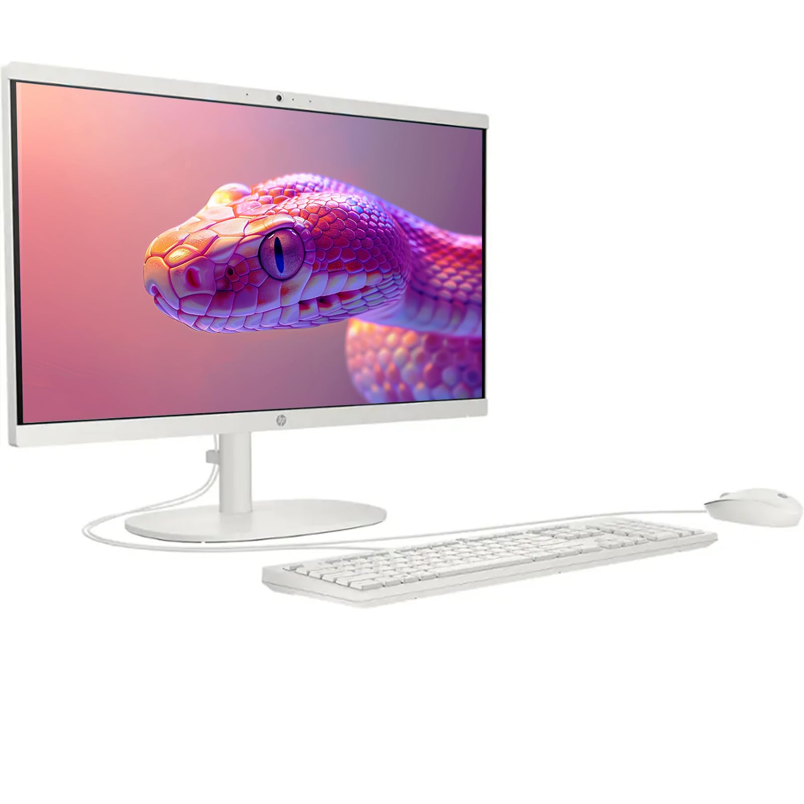 HP 22" FHD IPS All in One Desktop PC, VA Panle LED, Intel Celeron J4025, 4GB DDR4, 128GB SSD, Intel UHD Graphics, Wired Keyboard & Mouse, Wi-Fi 6, 1x HDMI, 1 1x USB-C, 4 x USB-A, Windows 11 Pro, White