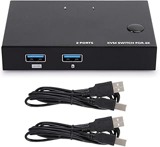 ciciglow KVM Switch, 4K×2K at 30Hz KVM Switch Screen Switcher USB + HDMI Share Device 2 In 1 Out Switch Adapter for Printer Sharing Mouse Keyboard, KVM Converter(KVM201)