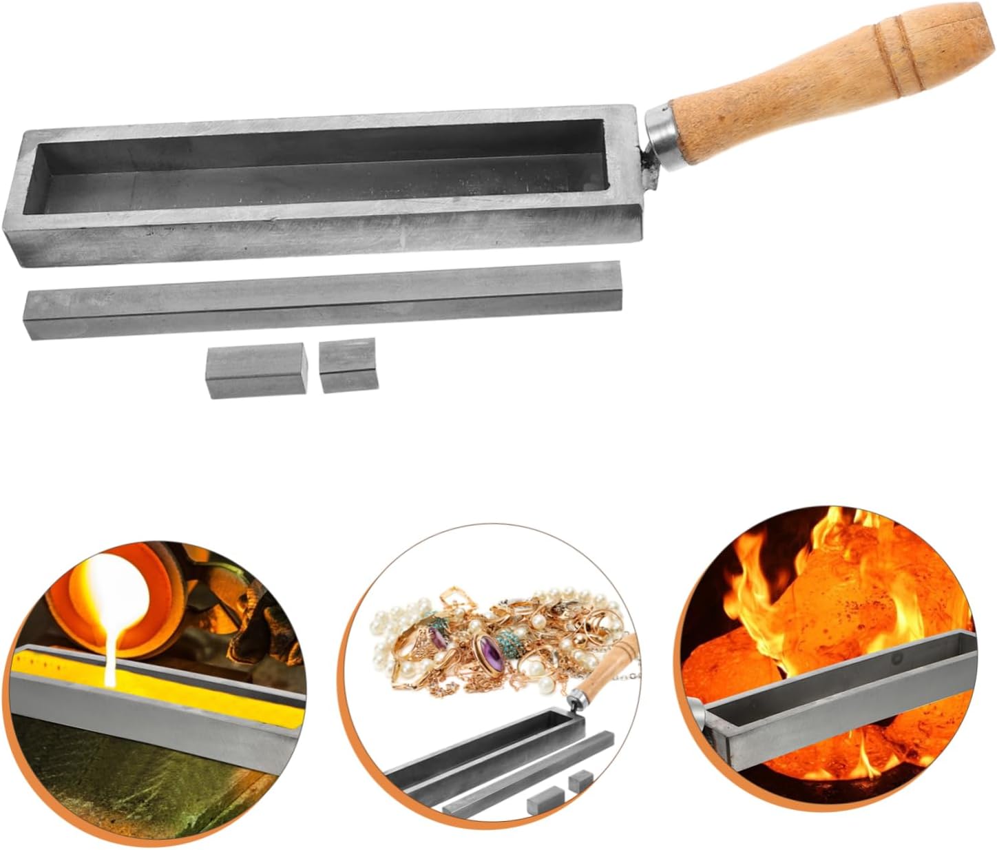European Style Metal Ingot Mold Wooden Handle for Jewelry Making