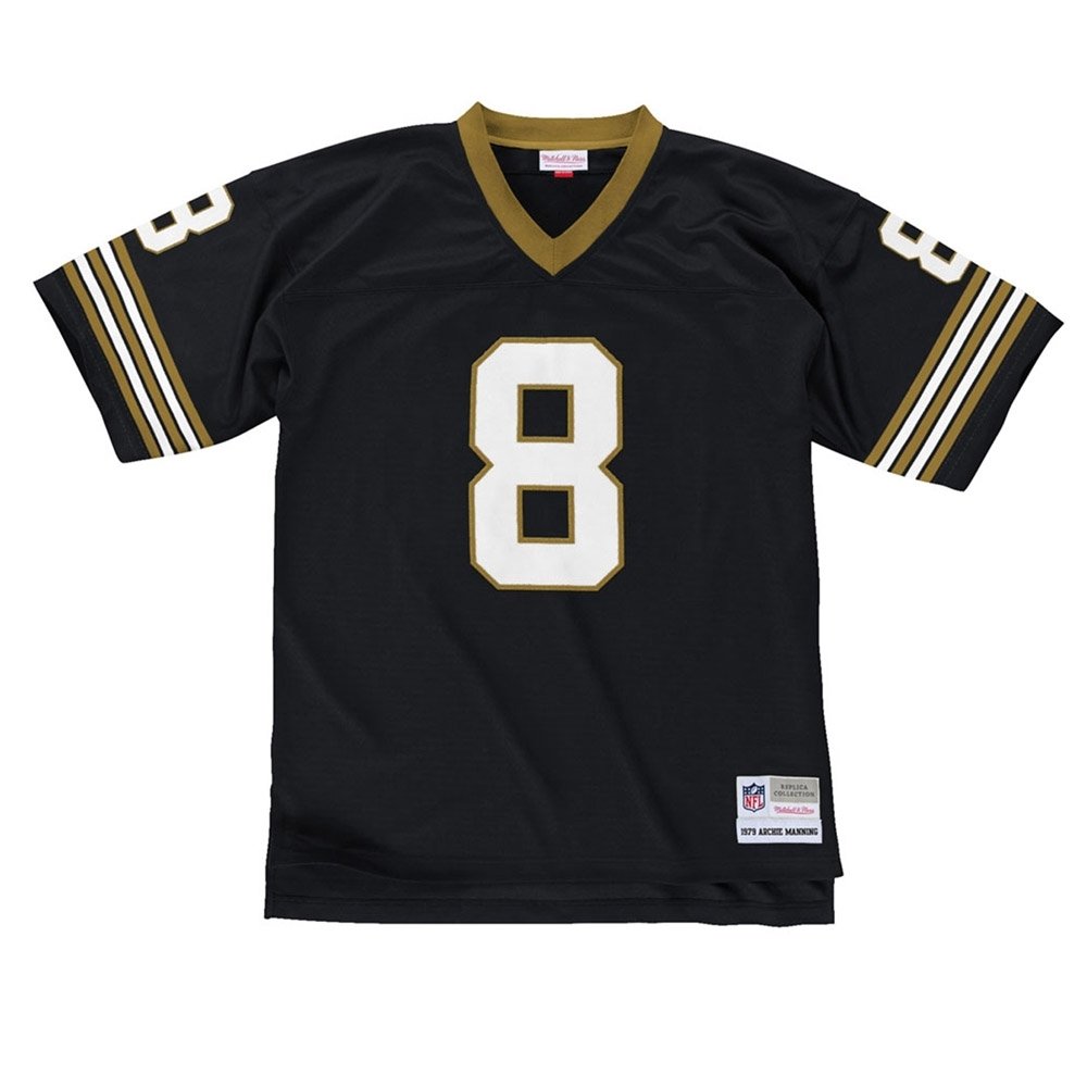 Mitchell & Ness Archie Manning New Orleans Saints Throwback NFL - Maglia da calcio, colore: Nero