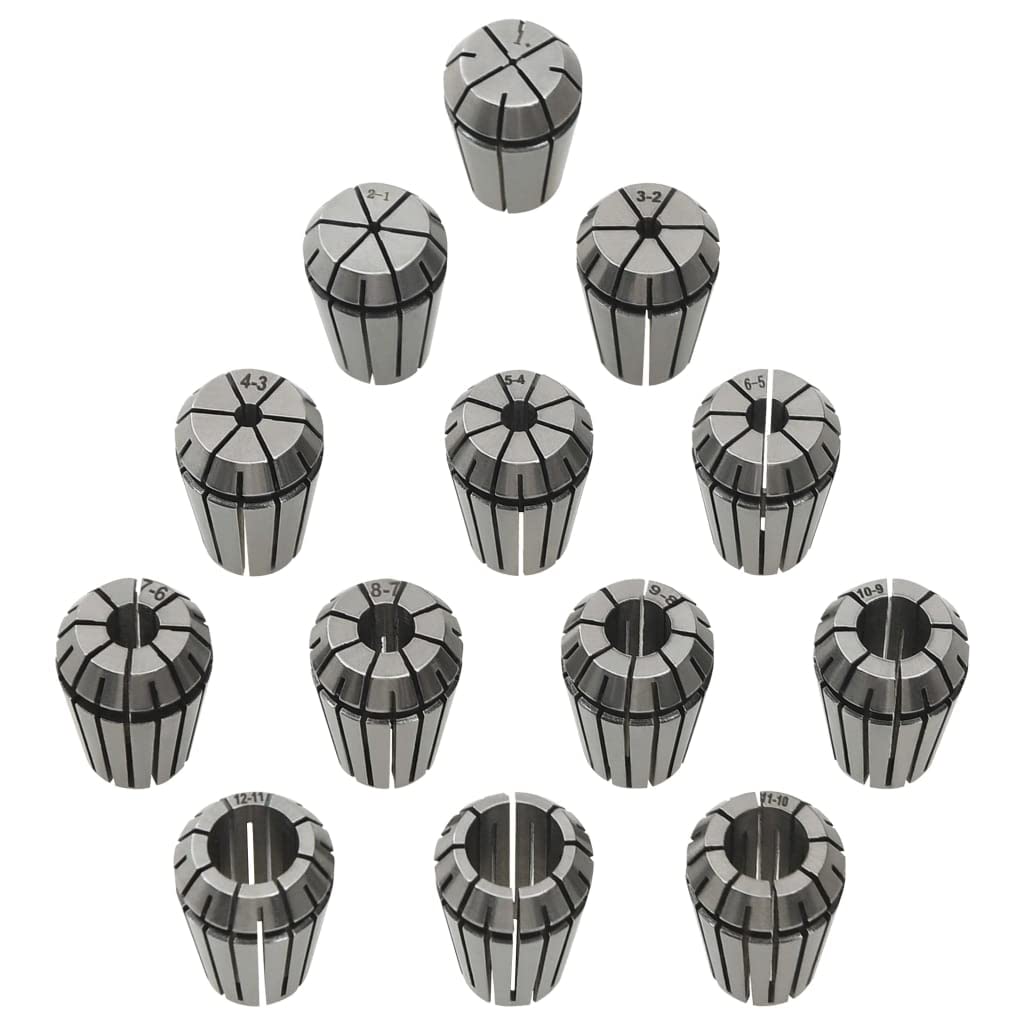 ER20 zestaw tulei zaciskowych 13-częściowy, zakres zacisku 1 mm-13 mm, uchwyt zaciskowy do frezarki CNC, wiercenia, grawerowania, stali 45#