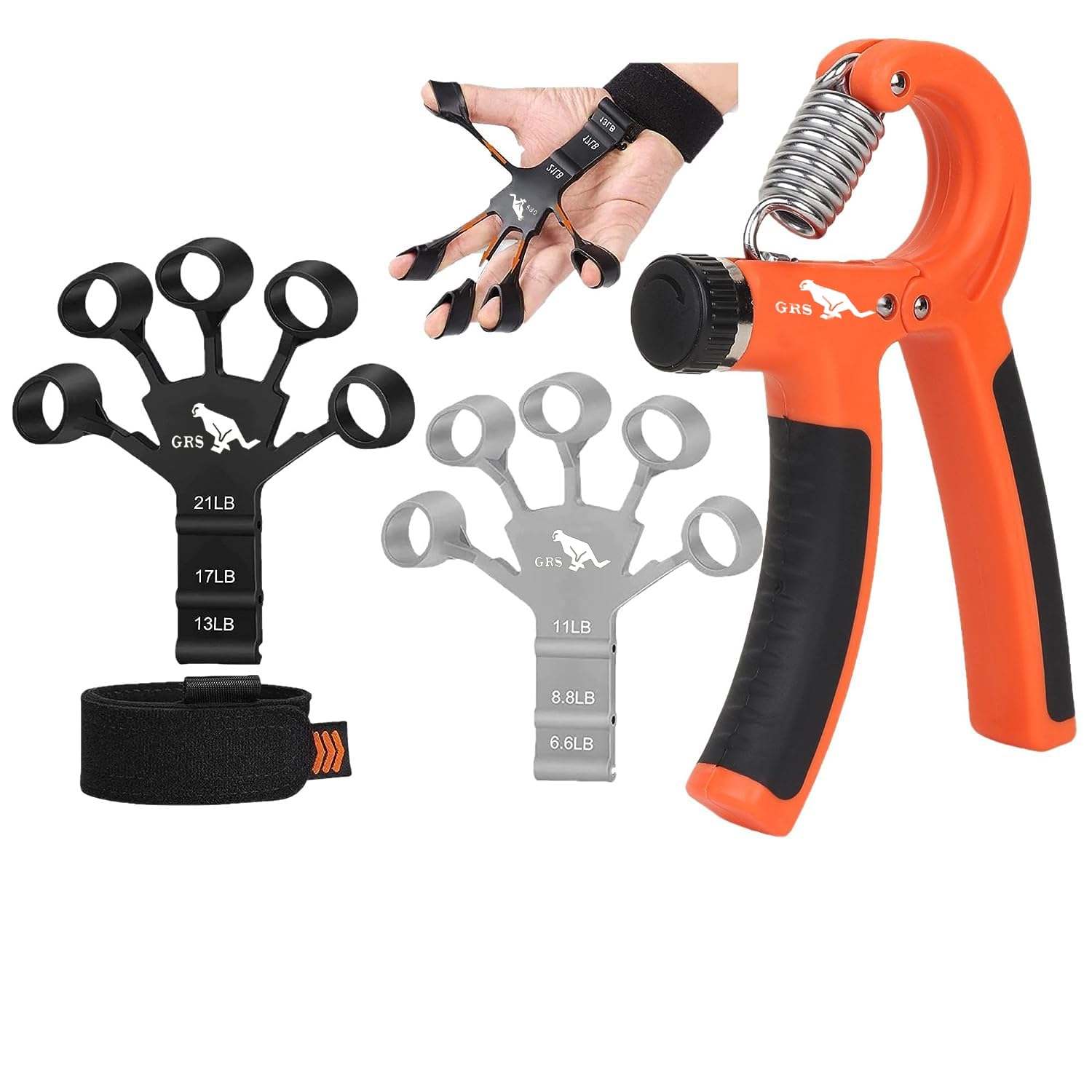 GRS New Finger Gripper- Strengthener for Climbing, Guitar, Forearm,Exerciser for Hand, Finger, and Wrist Muscles-Compact and Portable Finger Stretcher For man and women (MULTICOLOR HG WITH NEW FINGER) (B0CJMFR7N2) Amazon Price History, Amazon Price Tracker
