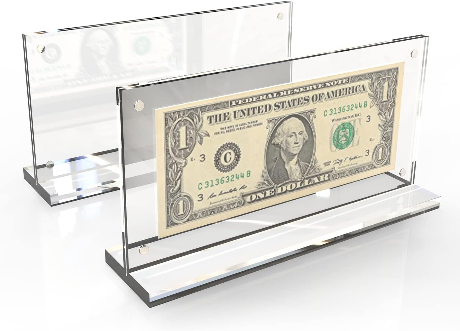 Bill Clear Holders Acrylic Display Currency Frame Dollar Bill Holders for Collectors Paper Money Dollar Clear Bill Frame Ticket Protector Banknotes and Stamp Collecting Supplies 3.9 * 7.8 inch, 2pcs