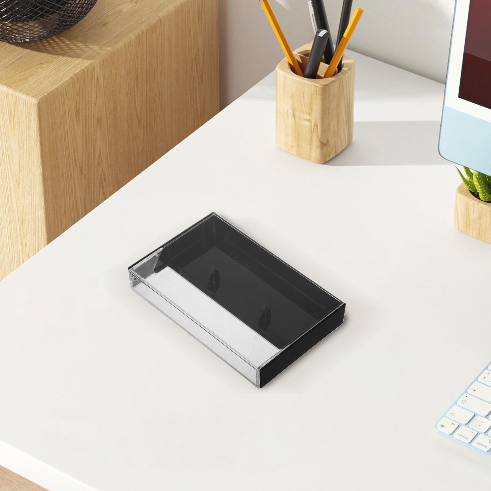 Caja Organizadora de Casetes 10 Piezas Negra, Estuche Compacto de Plástico Ps Transparente para Almacenamiento de Cintas de Cassette, Estuche Multiuso para Viaje y Hogar