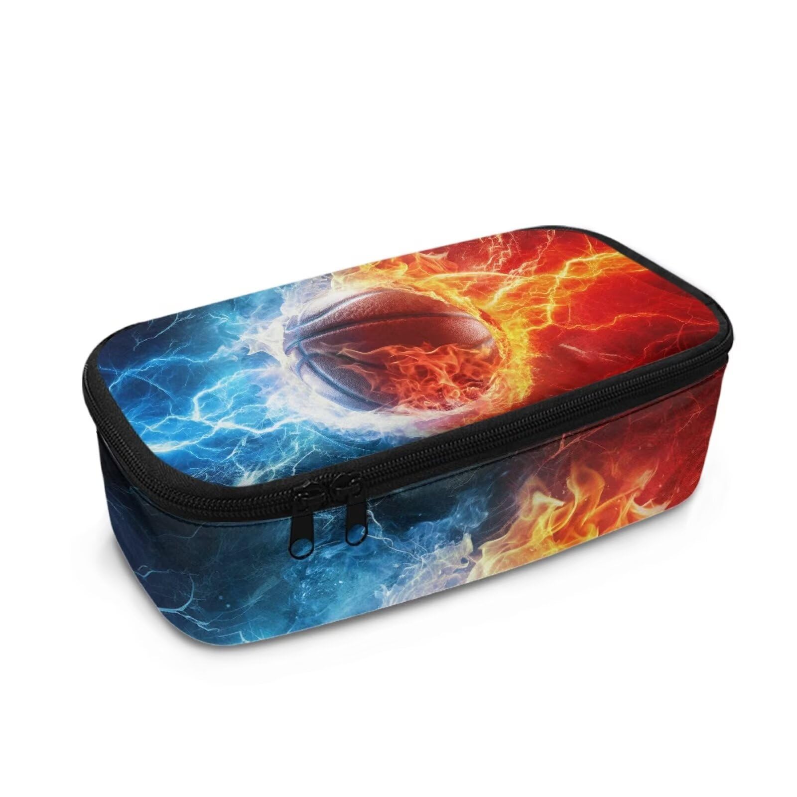 Renewold Basketball Large Capacity Pencil Case with Zipper Aesthetic Pen Pouch Bag Stationery Bag Office Stationery Organizer Makeup Bag for Teens Elementary Middle School