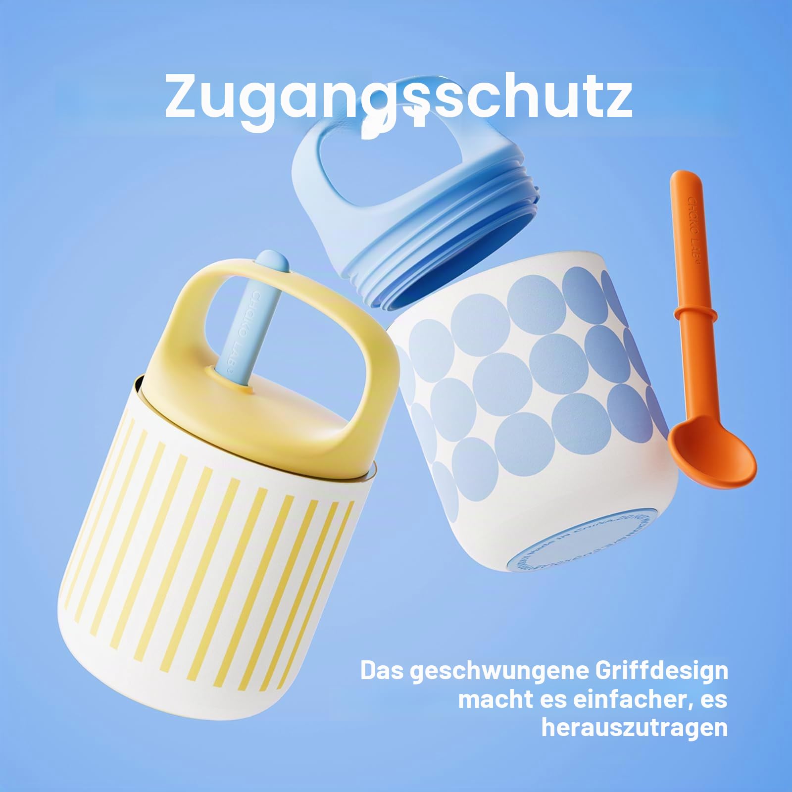 CHAKO LAB Lebensmittelbehälter, 425 ml, Edelstahl, vakuumisoliert für heiße Speisen und kalte Speisen, breite Öffnung, auslaufsicher, Lunch-Aufbewahrung für Smoothie-Schüssel, Suppe, Joghurt (Gelb und