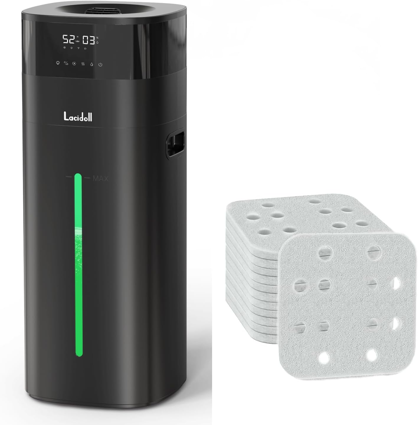 Black Warm & Cool Mist Humidifier Large Room and Mineral Absorption Pad Bundle