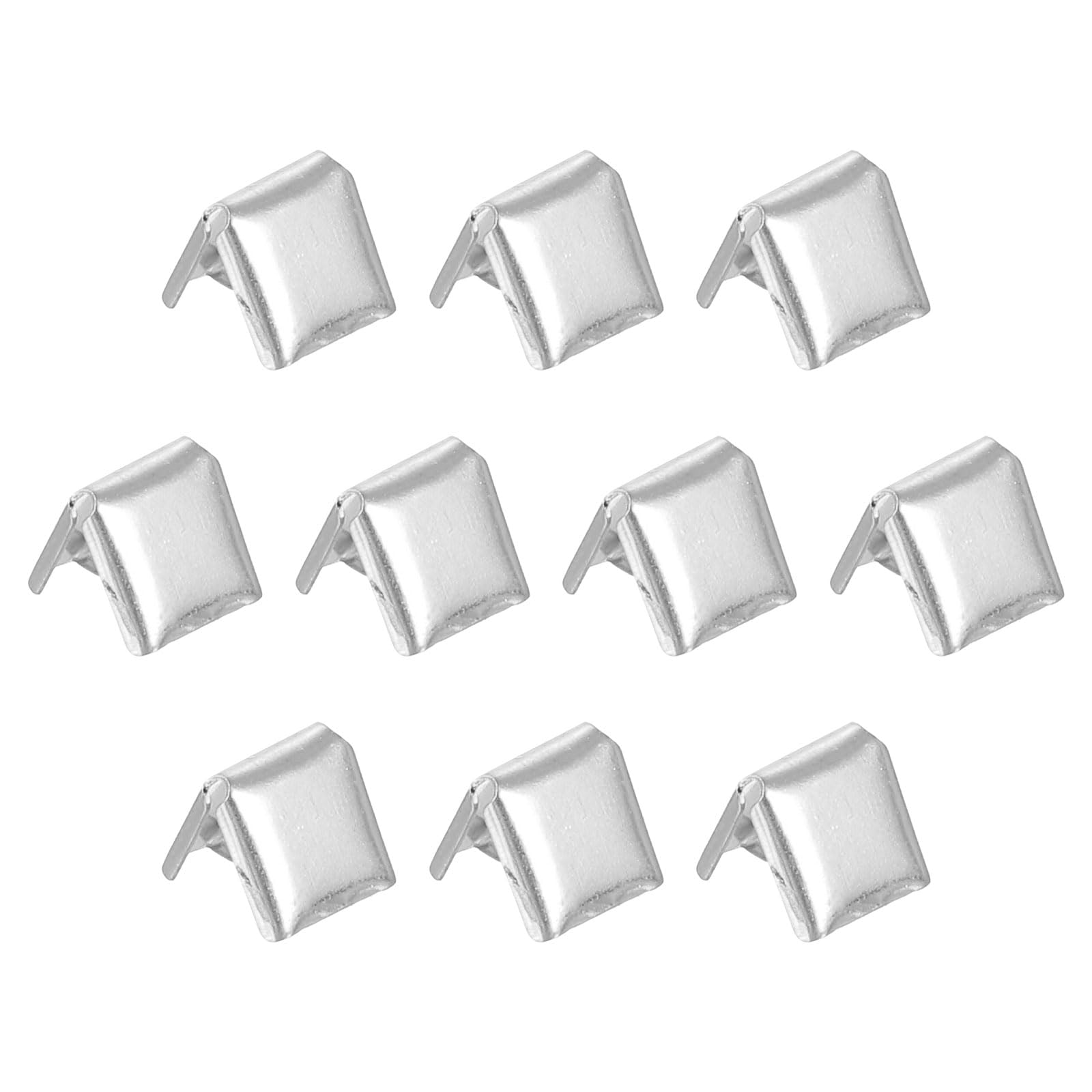 sourcing map 32Pcs Pinch Crimp Ends, 6mm Cord End Clasps Ribbon Crimp Ends Leather End Crimp End Fastener Rope Clip for Tag Belt Cotton Webbing DIY Making, Silver