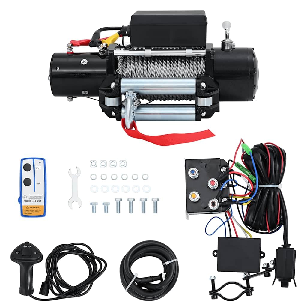 vidaXL Argano Elettrico 12 V 5909 kg con Telecomando Radiocomando Verricello
