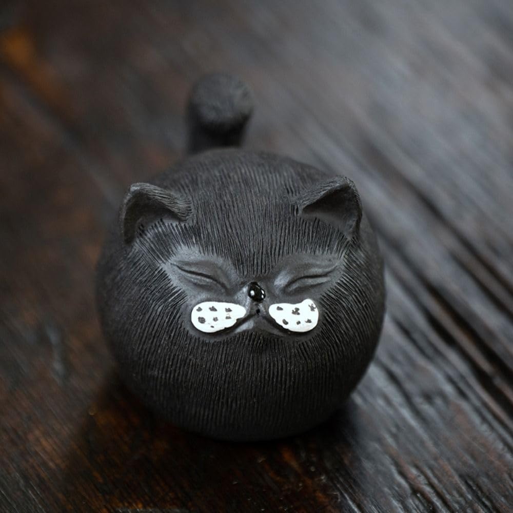 gifthub Purple Sand Tea Pet Creative Sculpture Ornaments Arts and Crafts Gifts,Purple Sand Zisha Tea Pet,Creative Sculpture Decoration,Kung Fu Tea Props,Purple Sand Tea Pet Cat(style 5)