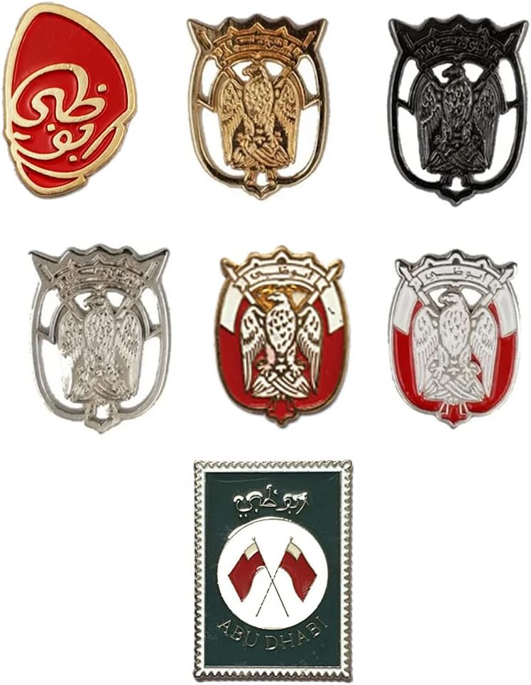 UAE Abu Dhabi 7 Pcs Mix Logo Design 2D Sticker Badge Metal 2cm 3cm