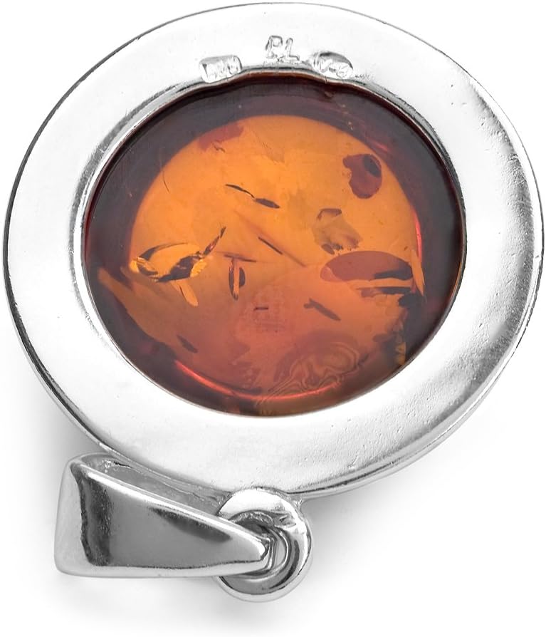 Ian and Valeri Co. Amber Sterling Silver Round Pendant Necklace Chain 18" - Image 3