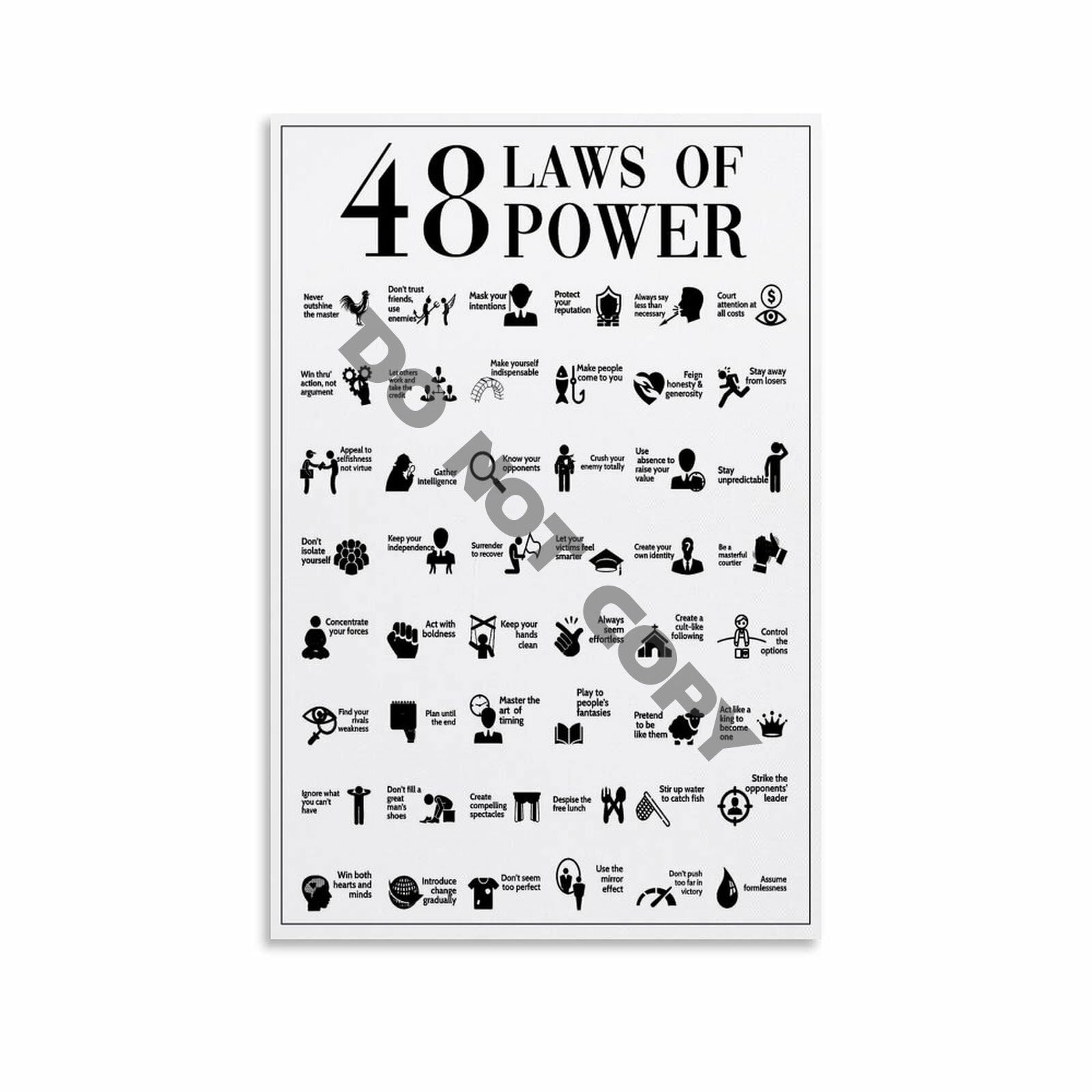 Amazon.com: Generic 48 Laws Of Power Poster Classroom Education