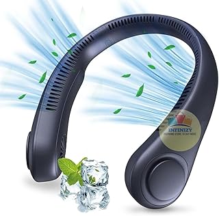 مروحة رقبة شخصية بـ 3 سرعات قابلة لإعادة الشحن بمنفذ USB ببطارية 2400 مللي امبير في الساعة قابلة للارتداء بدون استخدام اليدين بتصميم آمن بدون شفرات بدون شفرات للاستخدام الخارجي والداخلي من سامسيكو