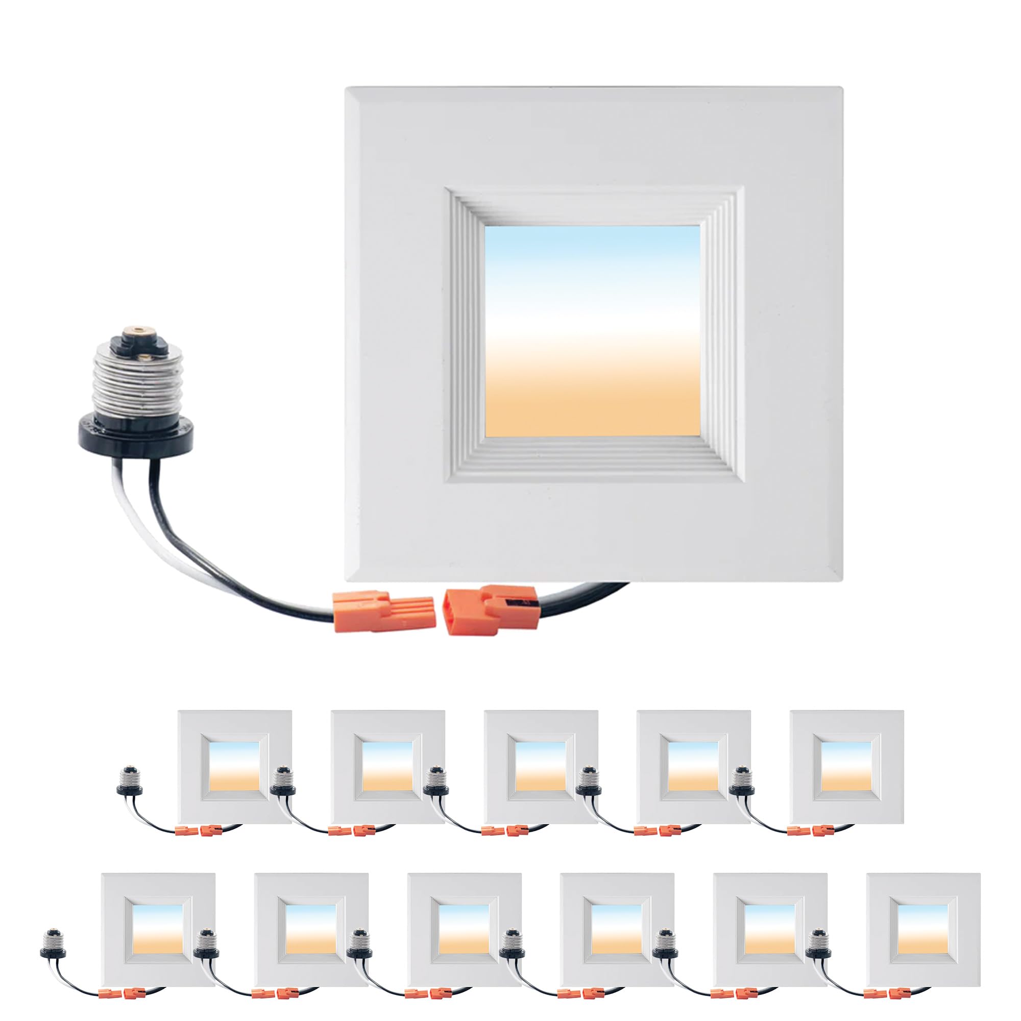 LEDMyplace 6-inch 12W Square Dimmable Retrofit LED Recessed Downlight, 5CCT Changeable 2700K/3000K/3500K/4000K/5000K, Replacement 45W, 950 Lumens, Can