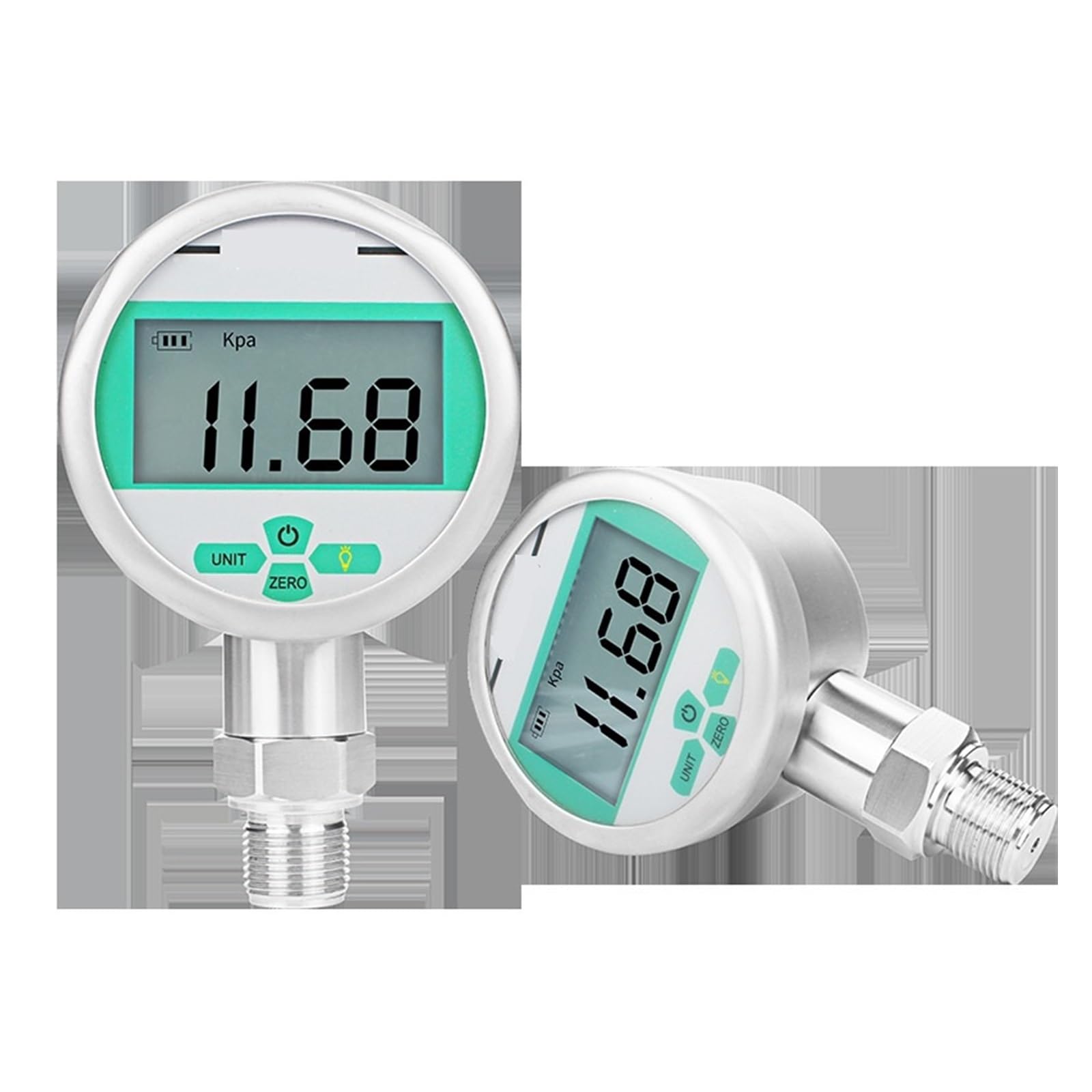 VChics Manómetro de presión hidráulica Digital de 0-100Mpa con diafragma de Temperatura 304 LCD manómetro de Combustible líquido de Gas de Acero Inoxidable(G1-2,0-10MPa)
