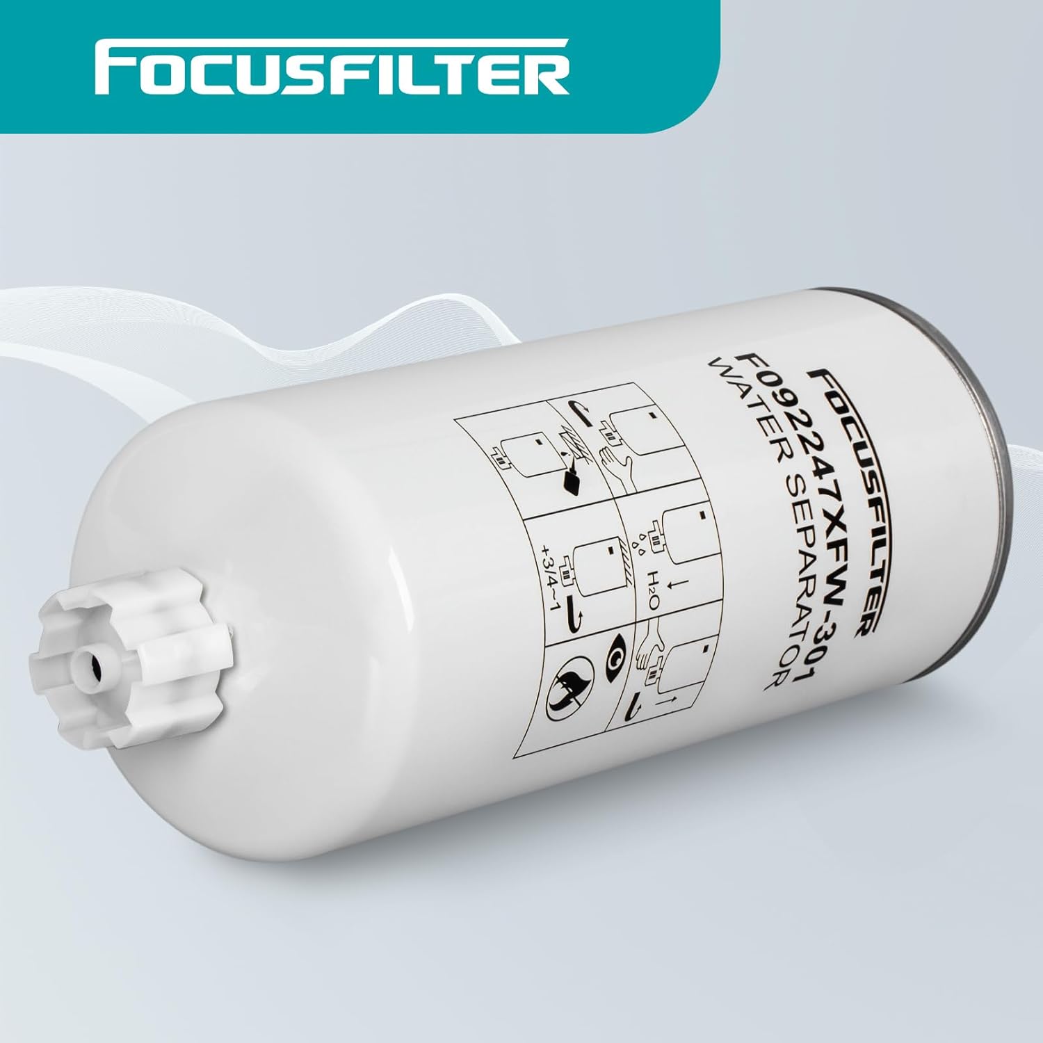FOCUSFILTER 2568753 OEM Grade Fuel Water Separator Filter, Compatible with Kenworth Peterbilt Engines, Replaces FS1000, 3329289, 4377880, P551000, 33439, BF1259, 3161407, 3889716, RE160384
