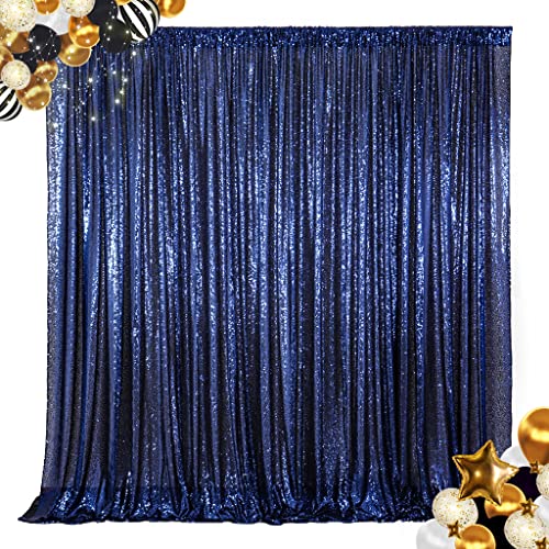 ShinyBeauty Sequin Backdrop 7FTx7FT Navy Blue Sequin Fabric Backdrop Drapes Sparkle Backdrop for Photoshoot Glitter Backdrop for Birthday Party Shimmer Backdrop Background