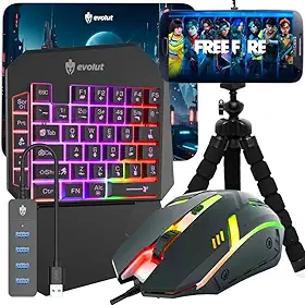 Kit Gamer Mobilador Celular Teclado Mouse Tripé Usb Rgb Otg