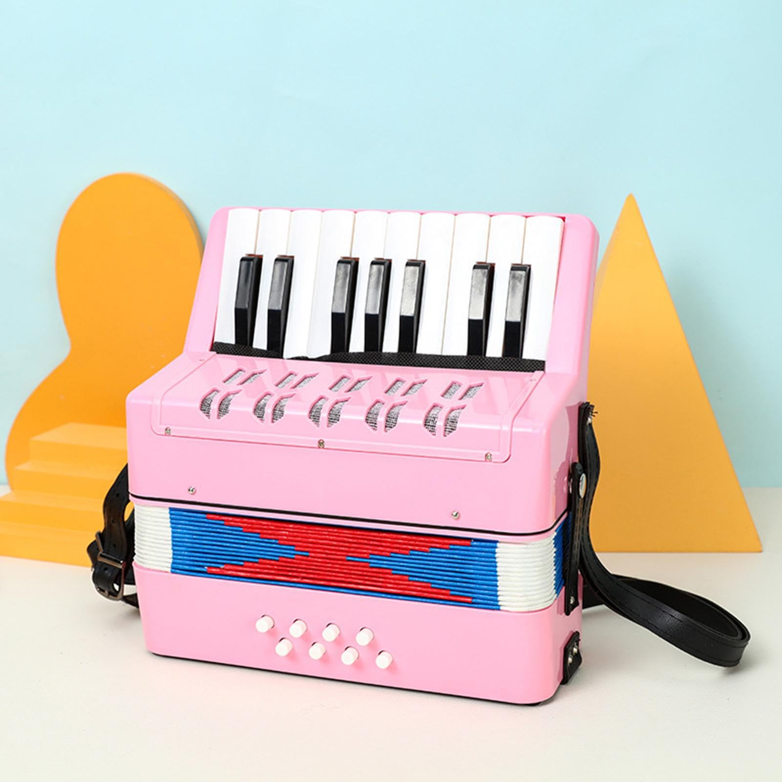 Juguete Musical para Fiestas de Desarrollo Infantil temprano con acordeón de 17 Teclas Que a los niños a Tocar el Mundo de la música. Acordeón de , Rosa , 23x10x23cm