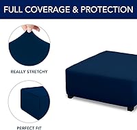 Vista 133 de PureFit Funda otomana rectangular de ajuste suave superelástica, para taburete de pies y muebles de almacenamiento plegables para sala de estar