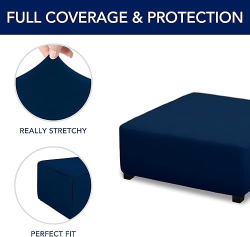 Vista 167 de PureFit Funda otomana rectangular de ajuste suave superelástica, para taburete de pies y muebles de almacenamiento plegables para sala de estar