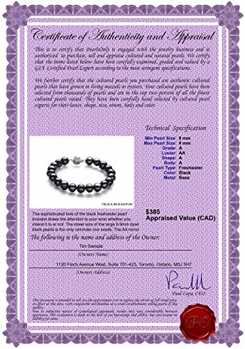 Kaitlyn Black 8-9mm A Quality Freshwater 925 Sterling Silver Cultured Pearl Bracelet For Women4