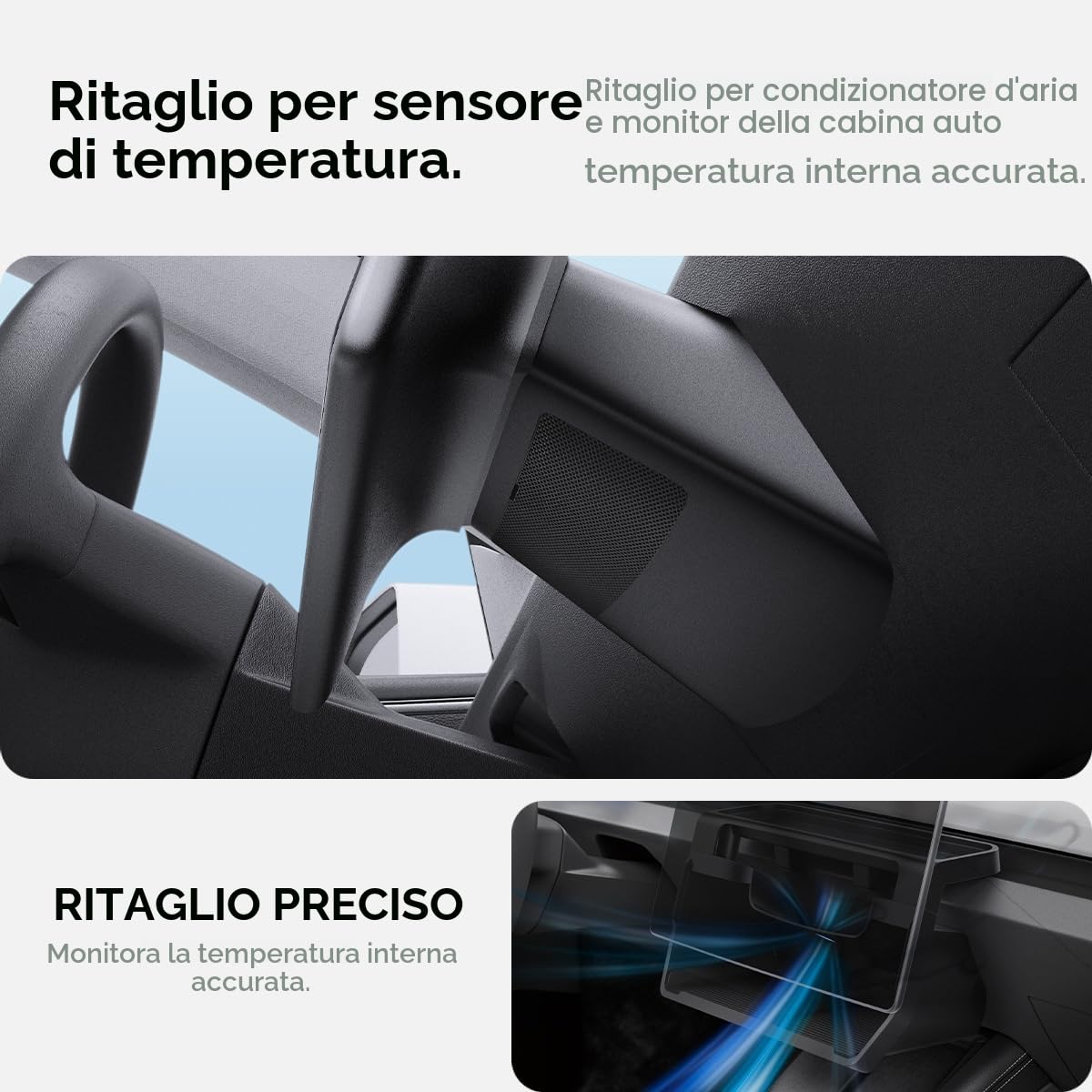 Spigen Tesla Model 3 Highland 2024-26 Model Y Juniper 2025 2026 Organizer Sotto Schermo, Installazione con un Tocco, Organizzatore Portaoggetti, Accessori Tesla - Nero